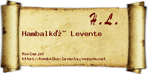 Hambalkó Levente névjegykártya