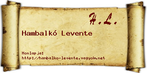 Hambalkó Levente névjegykártya